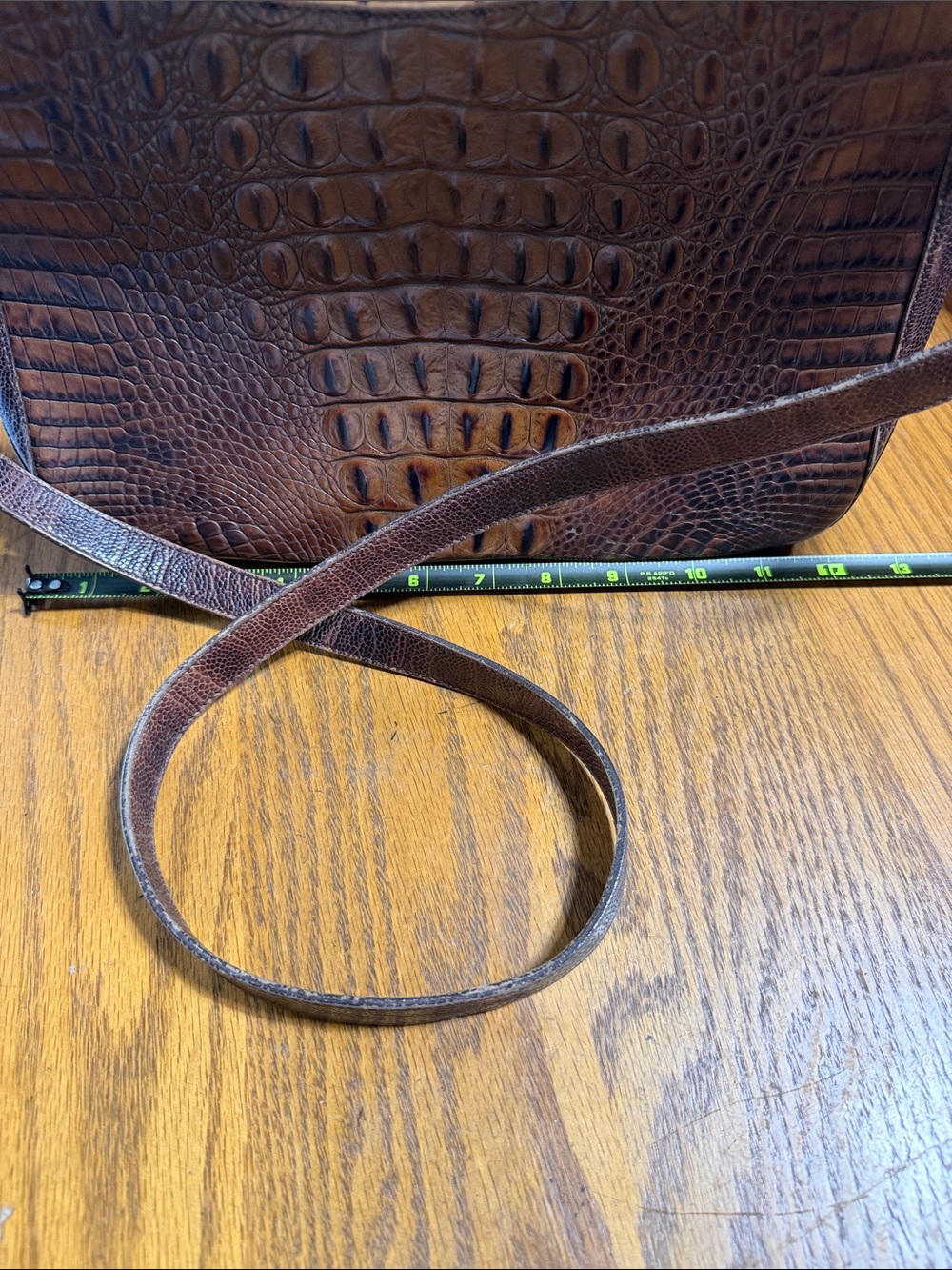 Brahmin Brown Croc-Embossed Leather Crossbody with Charm - Picture 10 of 13